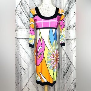 Analili Psychedelic Color Block Cutout Back S